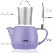 Pluto Violet Porcelain Teapot Infuser 18.2 oz.  TEALYRA   