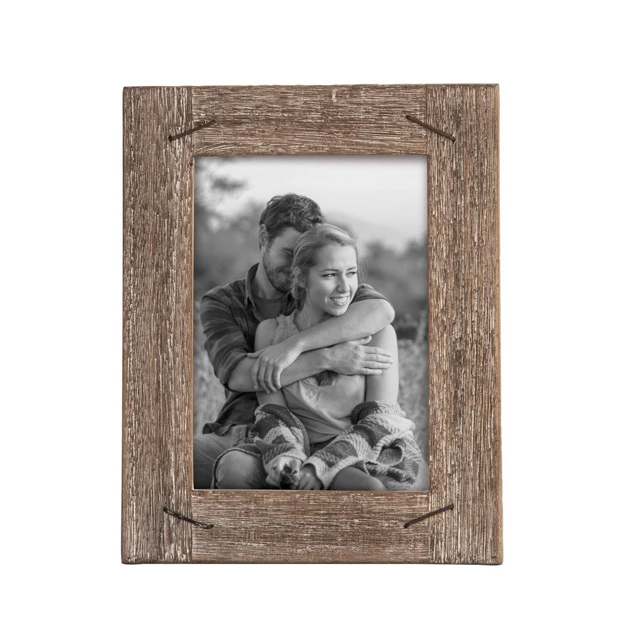 5 x 7 inch Distressed Wood Picture Frame with Nail Accents  Foreside Home & Garden   
