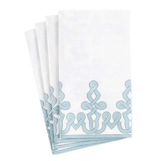 Guest Towel Napkin - Dessin Passementerie Paper Linen - Stone Blue Paper Napkins Caspari   