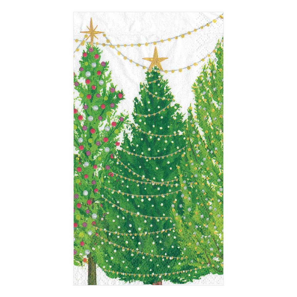 Guest Towel Napkin -  Christmas Trees With Lights  Caspari   