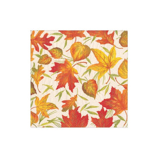 Cocktail Napkin - Woodland Leaves Ivory Paper Napkins Caspari   