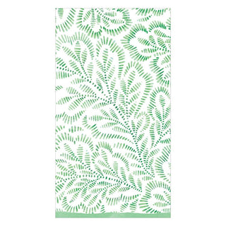 Guest Towel Napkin - Block Print Leaves Green Paper Napkins Caspari   