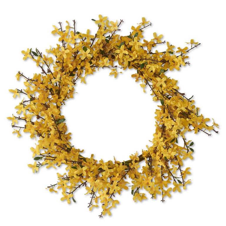 Yellow Forsythia Wreath - 24" Wreaths & Garlands K&K   