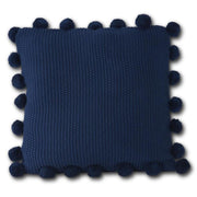 Stitch Knit Pillow w/Pompom Trim 21"  K&K Blue  