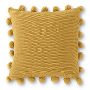 Stitch Knit Pillow w/Pompom Trim 21"  K&K Yellow  