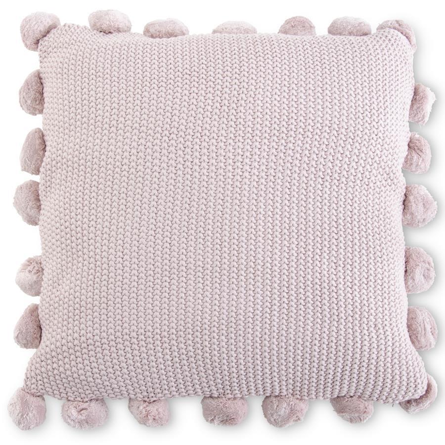 Stitch Knit Pillow w/Pompom Trim 21"  K&K Pink  