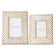 Mango Wood White Moroccan Pattern Picture Frames K&K   