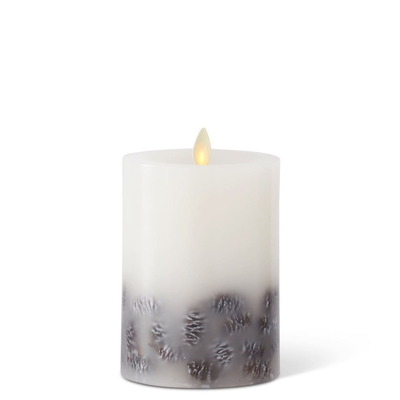 White Wax Pinecone Luminara Indoor Pillar Candle  K&K Medium  