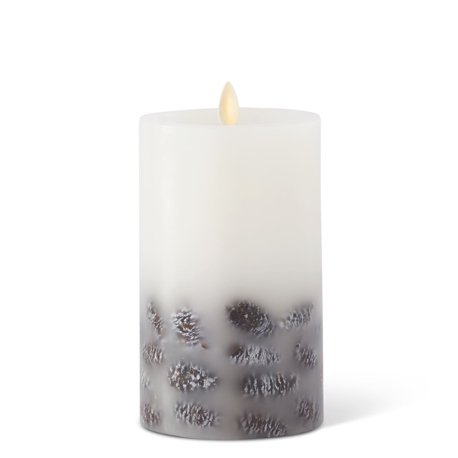 White Wax Pinecone Luminara Indoor Pillar Candle  K&K Large  