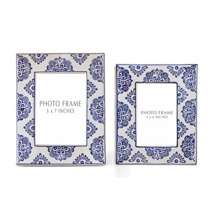 Photo frames set of 2 in blue and white ceramic for 4x6 and 5x7 photos