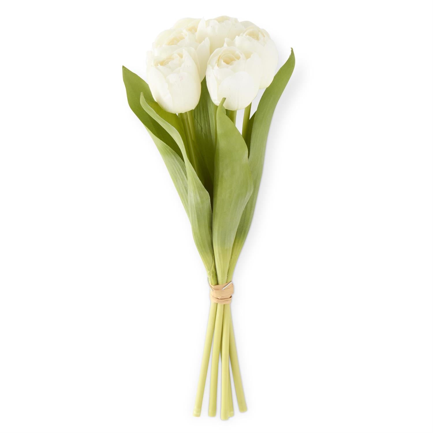 Real Touch Bloomed Tulip Bundle (6 Stem)  K&K White  