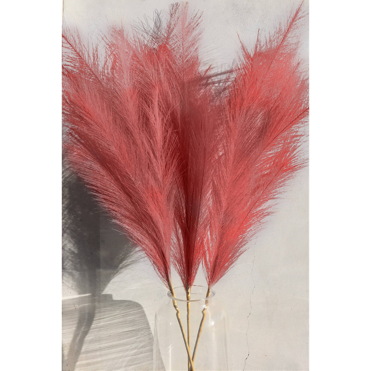 Large Coral Sunset Faux Pampas Grass - Individual Artificial Flora Wildflower Co.   