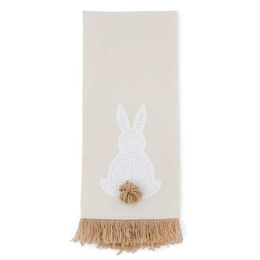 Tan Towel w/White Embroidered Easter Bunny  K&K   