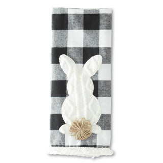 B&W Check Bunny w/Pom Pom Tail Towel  K&K   