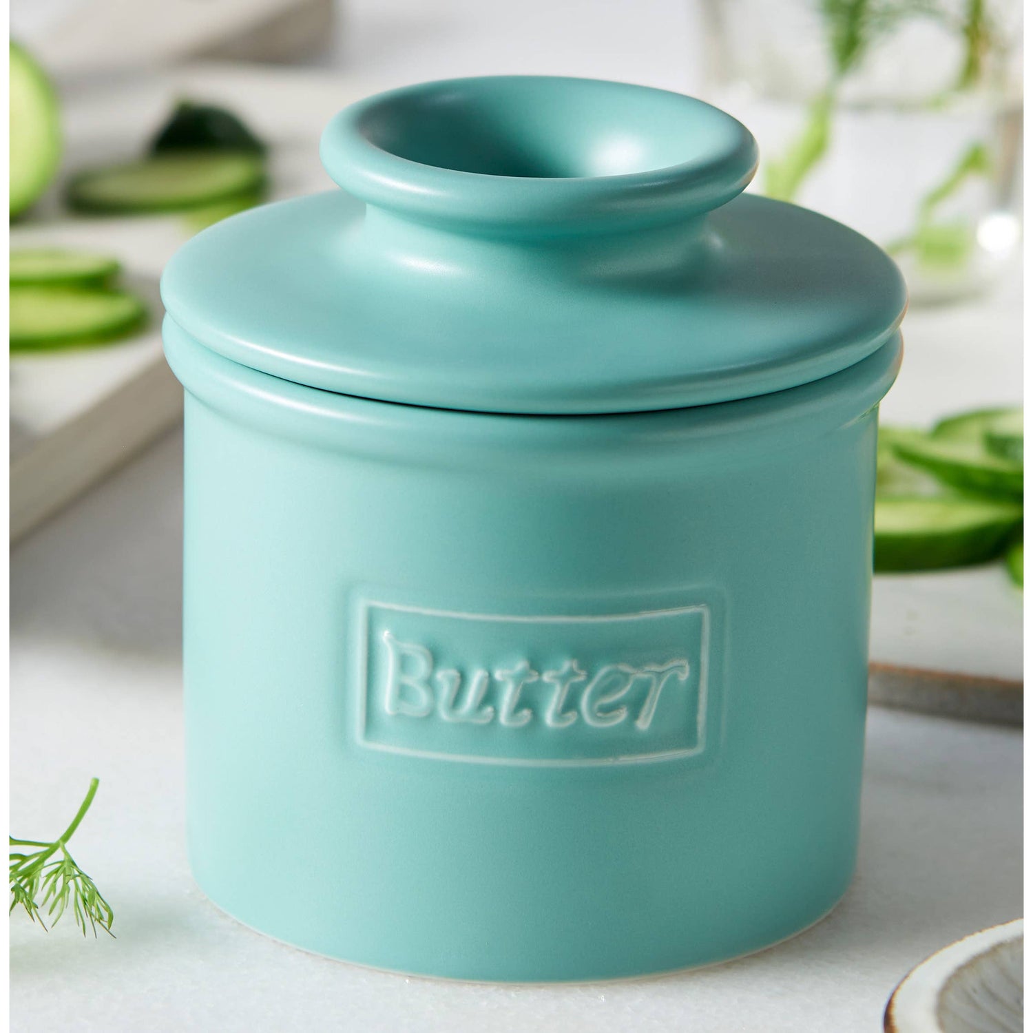 Café Matte Collection Butter Bell Crock - Aqua Matte