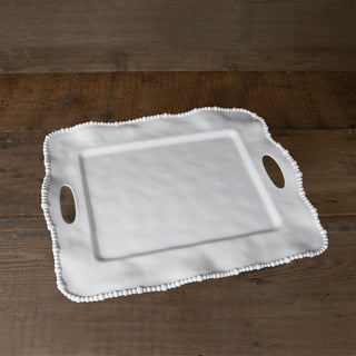Vida Alegria Rectangular Tray with Handles, white melamine by Beatriz Ball