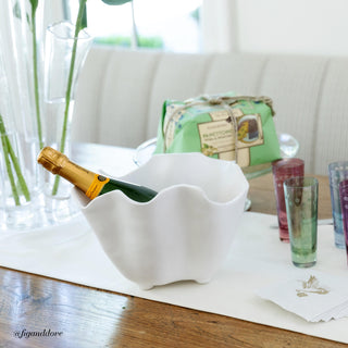 VIDA Nube ice bucket white melamine with scalloped edges