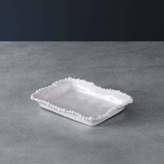 Alegria sponge holder in white melamine with a beaded edge.
