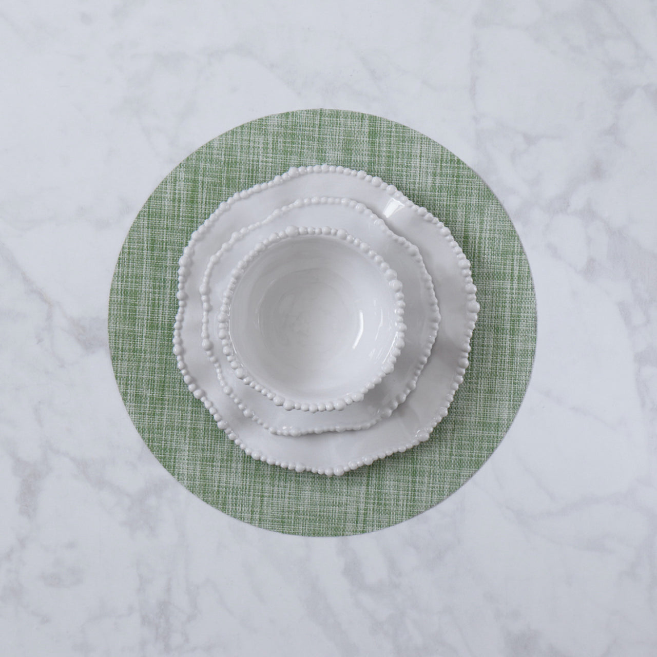 Vida Woven Round Placemat - Green - Set of 4  Beatriz Ball   