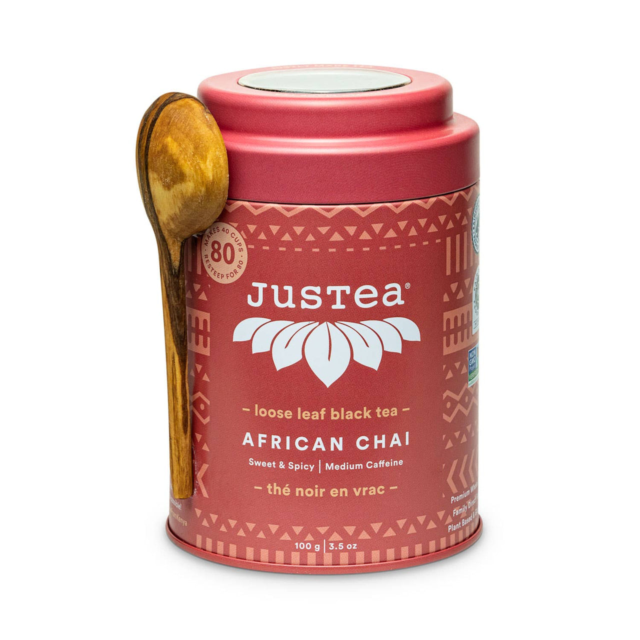 African Chai Tin & Spoon - Organic, Fair-Trade, Black Tea  JusTea   