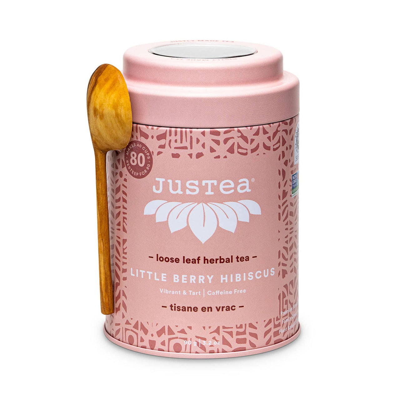 Little Berry Hibiscus Tin & Spoon - Organic, Fair Herbal Tea  JusTea   