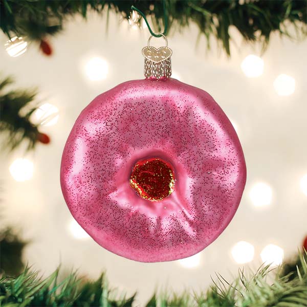 Pink Frosted Donut Ornament  Old World Christmas   