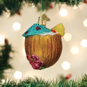 Tropical Coconut Drink Ornament  Old World Christmas   