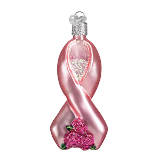Pink Ribbon With Roses Ornament  Old World Christmas   