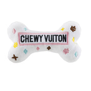 White Chewy Vuiton Bones Squeaker Dog Toy  Haute Diggity Dog Small  