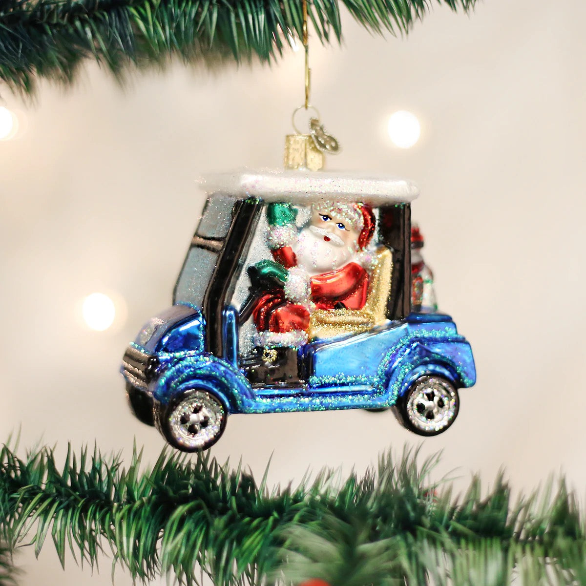 Golf Cart Santa Ornament  Old World Christmas   