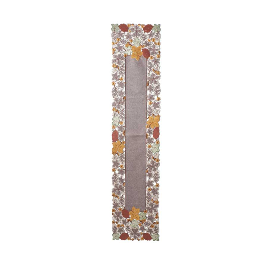 Embroidered Fall Leaves Table Runner 70"  K&K   