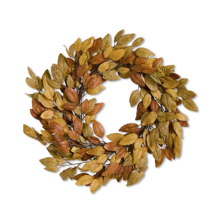 Golden Tone Leaf Wreath - 21"  K&K   