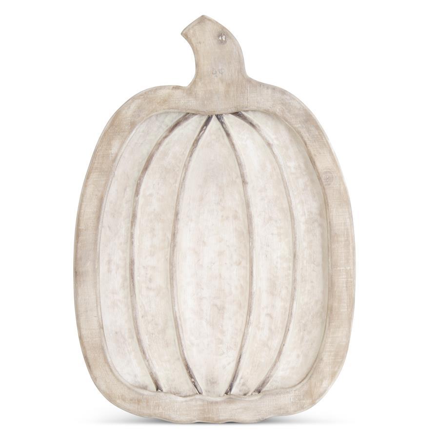 Wood Carved Pumpkin Tray  K&K   