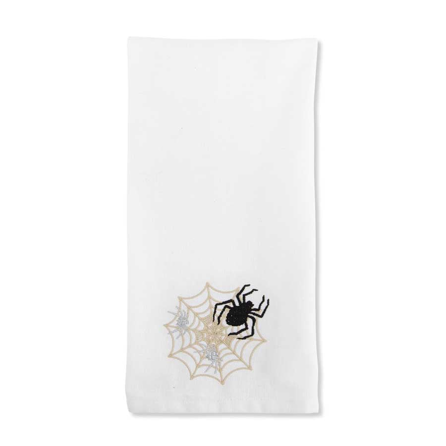 White Halloween Runner w/Embroidered Spiders & Web  K&K   