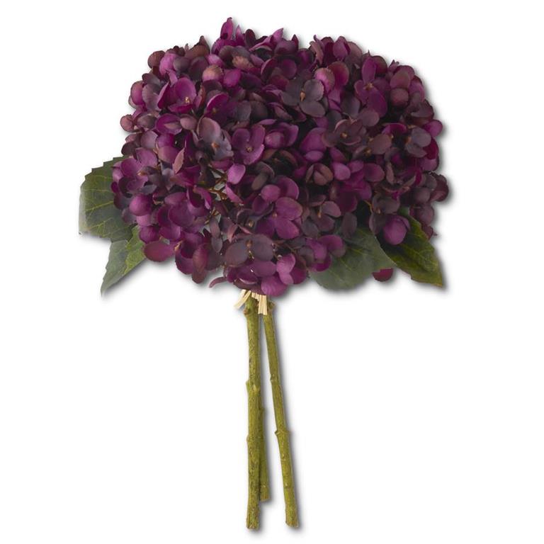 Purple Two-Tone Hydrangea Bundle 13" (3 Stems) Artificial Flora K&K   