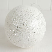 Glitter Ball Ornament - White 5" Adams Christmas Adams & Co.   