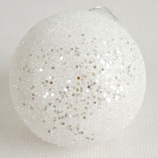 Glitter Ball Ornament - White 8" Adams Christmas Adams & Co.   