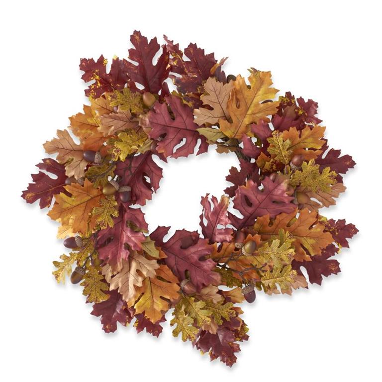 Multi Fall Oak Leaf Wreath - 22"  K&K   