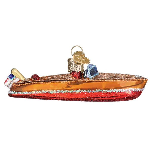 Classic Wooden Boat Ornament  Old World Christmas   