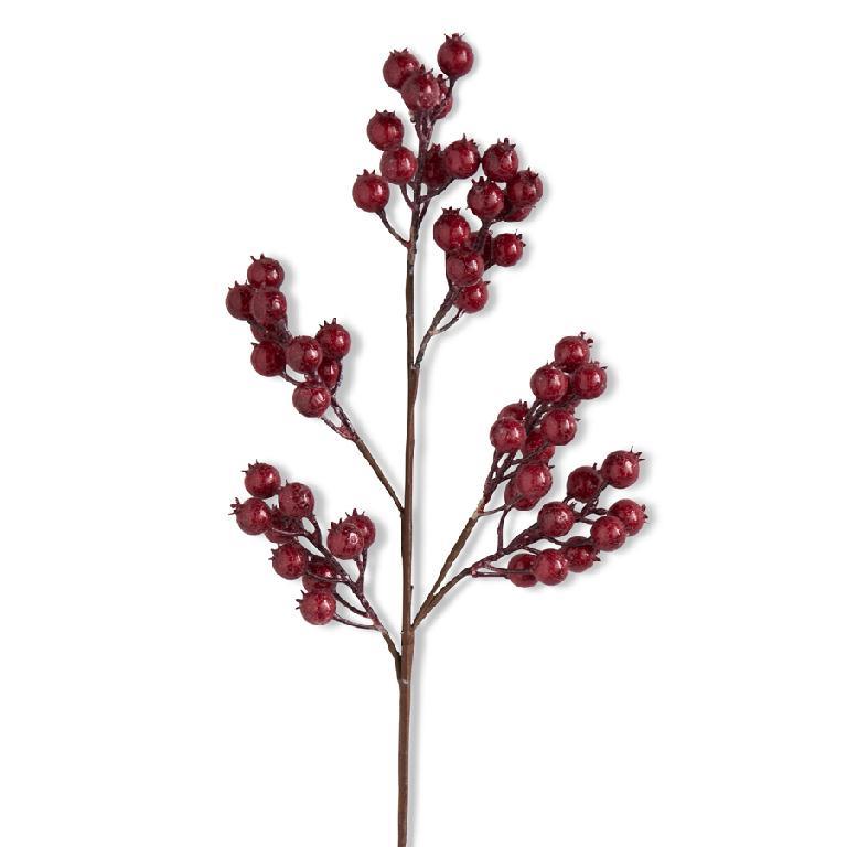 Red Crackle Glitter Rosehip Stem  K&K   