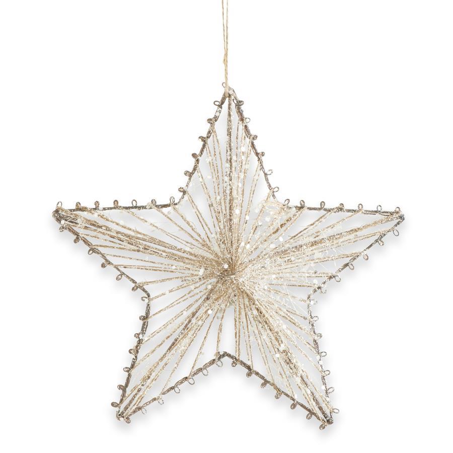 Glittered Jute Star Ornament  K&K   