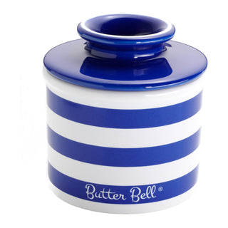 Nautical Blue Striped Butter Bell crock w/signature  The Original Butter Bell crock   