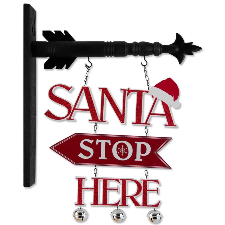 Glittered Red and White SANTA STOP HERE Arrow Replacement Arrow K&K   
