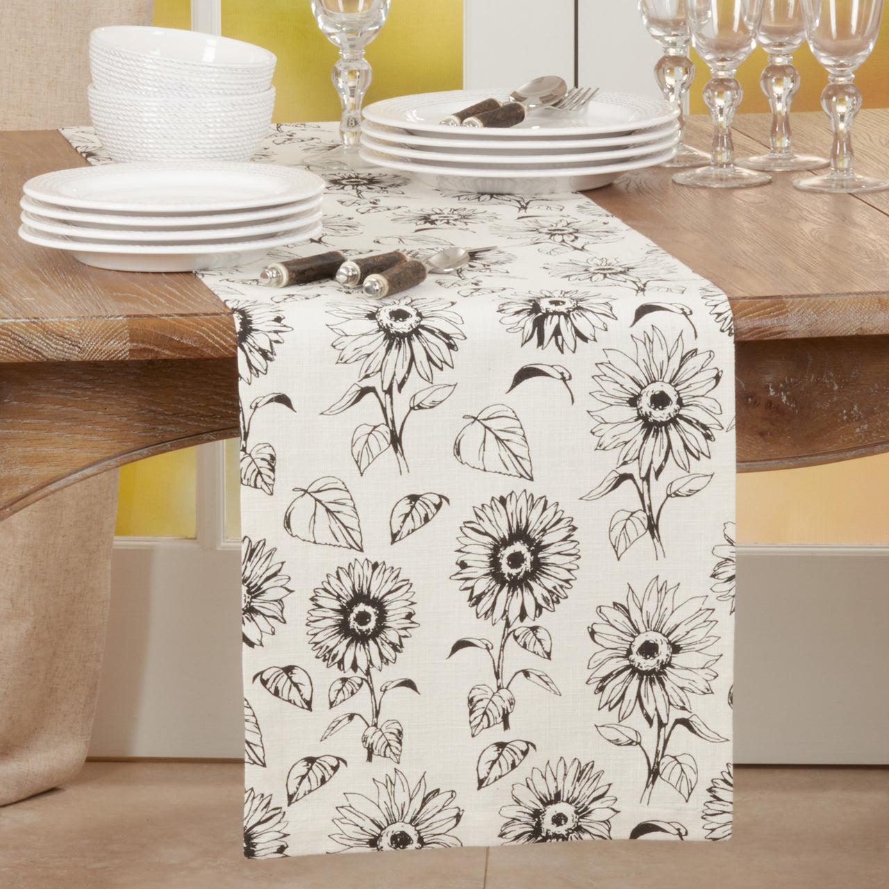 Sunflower Runner - Ivory Table Runners Saro   