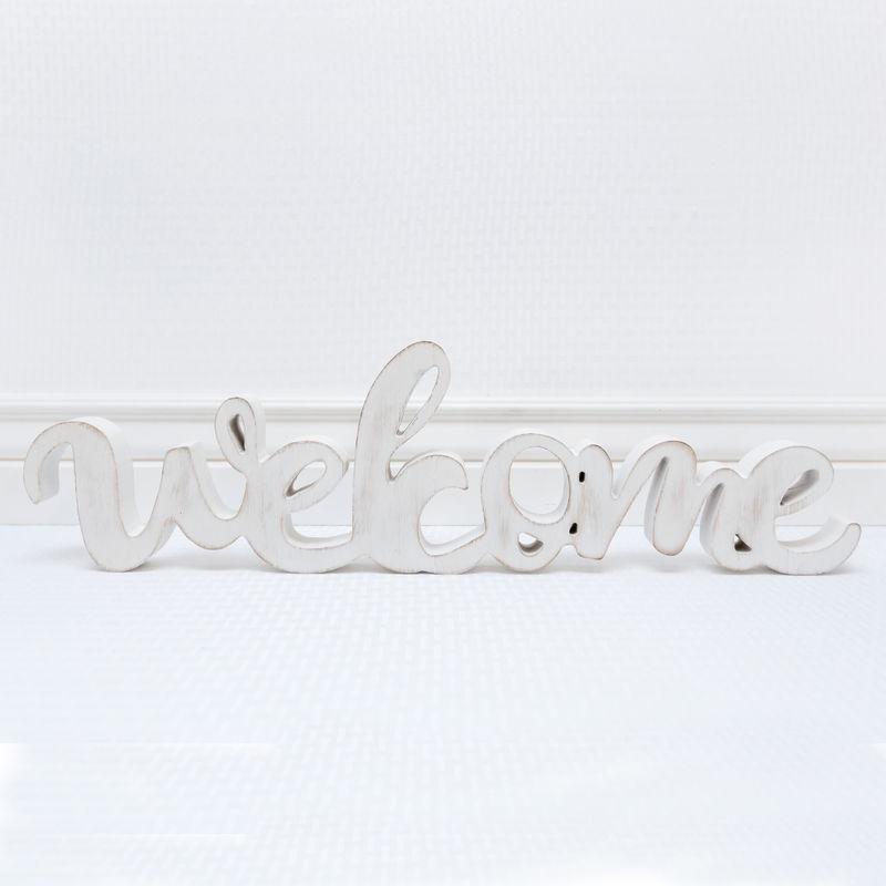 Wooden Cut-Out (Welcome) White Adams Everyday Adams & Co.   
