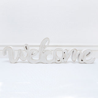 Wooden Cut-Out (Welcome) White Adams Everyday Adams & Co.   