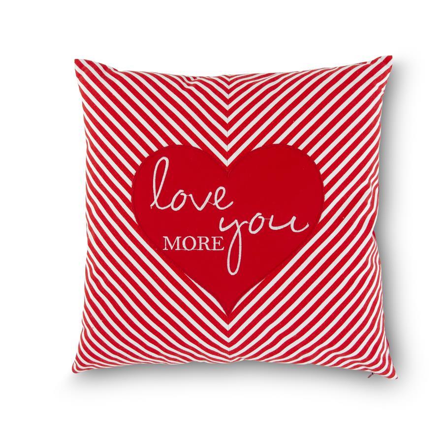 Square Red & White Chevron Pillow w/LOVE YO  K&K   