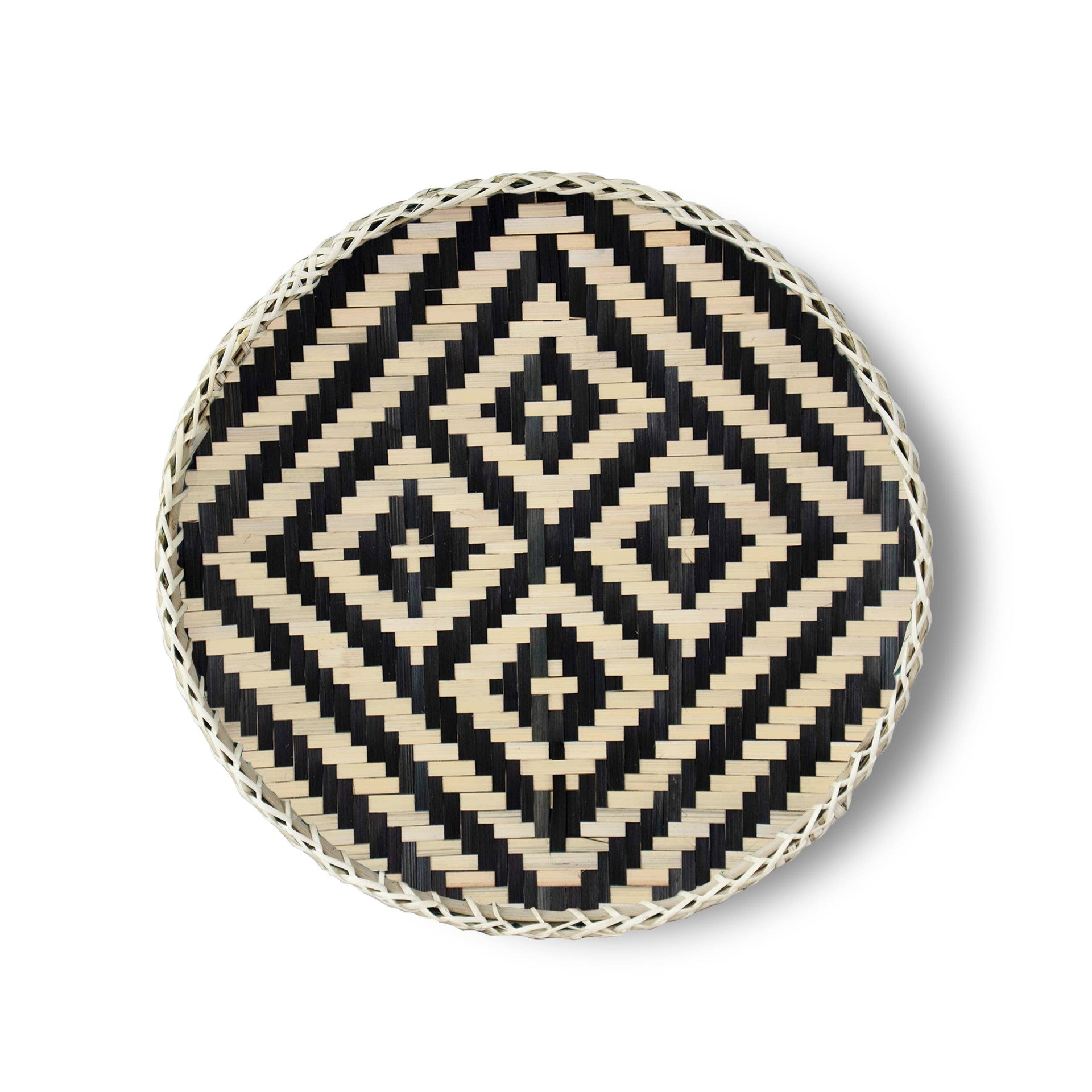 Bamboo Woven Round Basket Tray  MadeTerra   