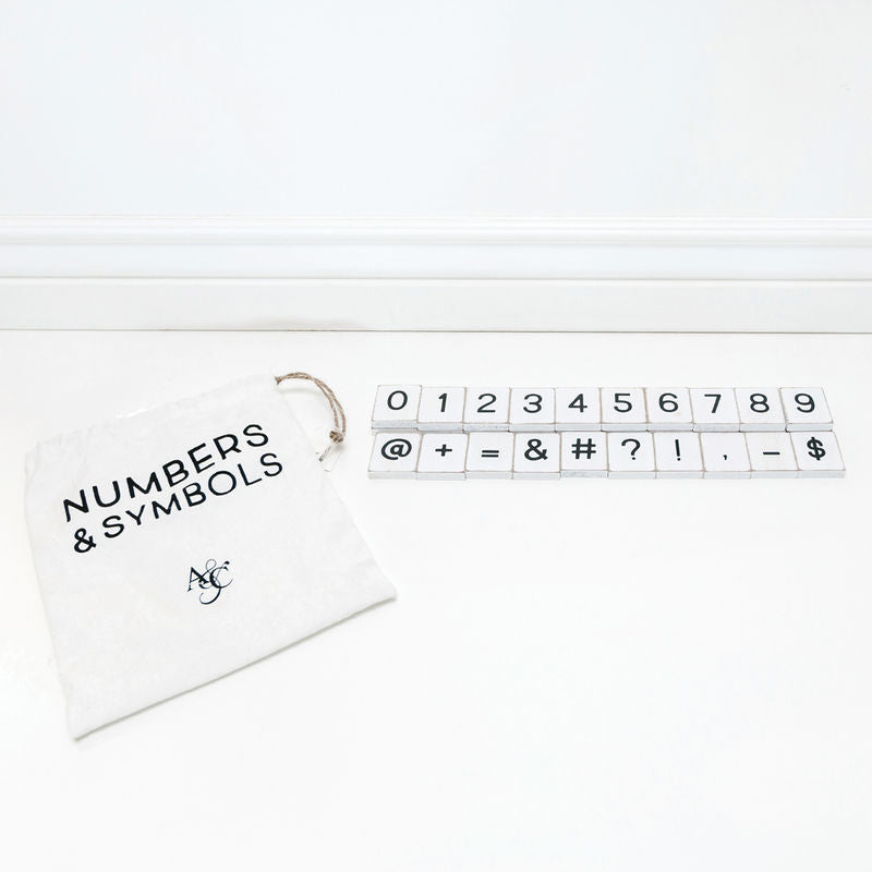 Bag of 31 Pieces (Numbers & Symbols) White/Black Adams Ledgie Adams & Co.   