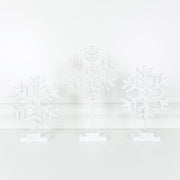 Wood Cut-Out Stand (Snowflakes) White Adams Christmas Adams & Co.   